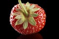 Macro front view of whole strawberry isolated on black Royalty Free Stock Photo