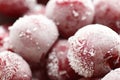 Macro of frozen berries - sweet cherries, closeup, background texture Royalty Free Stock Photo