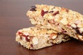 Macro fruit nut granola bar shallow DOF Royalty Free Stock Photo