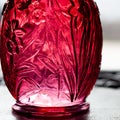 Macro glass texture. figured vase close-up.