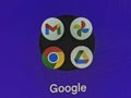 Macro of google apps on smartphone display