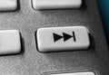 Macro Of A Grey Skip Forward Button On Chrome Remote Control For A Hifi Stereo Audio System Royalty Free Stock Photo