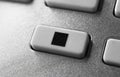 Macro Of A Grey Stop Button On Chrome Remote Control For A Hifi Stereo Audio System Royalty Free Stock Photo