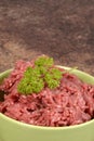 Macro ground beef in bowl