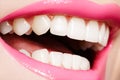 Macro happy female smile with healthy white teeth Royalty Free Stock Photo