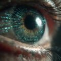 Macro Human Eye with Binary Code Overlay Royalty Free Stock Photo
