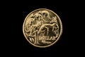 Australian One Dollar Coin Isolated On A Black Background Royalty Free Stock Photo