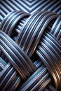 Macro image of black stripes intertwined, three-dimensional effect, abstract background Royalty Free Stock Photo