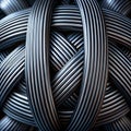 Macro image of black stripes intertwined, three-dimensional effect, abstract background Royalty Free Stock Photo