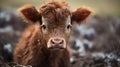 Macro Image Of Calf With Distinct Facial Features In Dry Grass Royalty Free Stock Photo