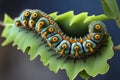 Macro image of colorful Caterpillar posing on a leaf.