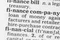 Macro image of dictionary definition of finance