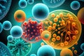 Macro image of different pathogens : Virus, bacteria, microbes - AI Generated