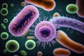 Macro image of different pathogens : Virus, bacteria, microbes - AI Generated