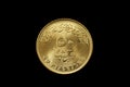 Egyptian Fifty Piastre Coin Isolated On A Black Background