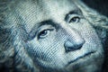 Macro image of George Washington on one Dollar bill. Close up Royalty Free Stock Photo