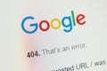 Google error 404 Web Site. Selective focus.