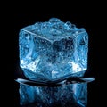Crystal Ice Cube Macro With Cold Blue Highlights and High-Contrast Surface Royalty Free Stock Photo