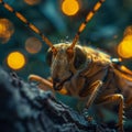 Macro image of an insect in dramatic Sci-Fi light, Dark fantasy insect