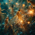 Macro image of an insect in dramatic Sci-Fi light, Dark fantasy insect