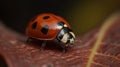 Macro image of a ladybug sitting on a leaf Royalty Free Stock Photo