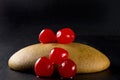 Macro Image of Molasse Cookie with Red Cherries Royalty Free Stock Photo