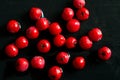 Macro Image of Rowan Berries on Dark Wet Background
