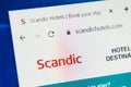 Scandic hotels Web Site. Selective focus.