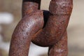 Close up of rusting chain links Royalty Free Stock Photo