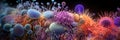 macro image of viruses and bacteria in tissues, colorful vivid background microbiological microlife, macro bokeh depth of field