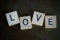 Macro Image of the Word Love On Metal Background Royalty Free Stock Photo