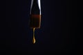 Macro image of yellow paint dripping from a paint brush Royalty Free Stock Photo