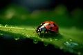 Ladybug on leaf.close up photo