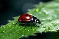 Ladybug on leaf.close up photo