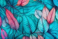 Macro leaves background texture blue turquoise pink color