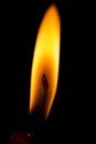 Macro light of yellow candle at night