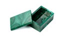 Macro.malachite boxes on white background Royalty Free Stock Photo