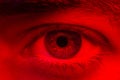Macro on man eye expressing serious and expressionless expression Royalty Free Stock Photo