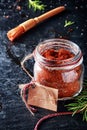 Macro Marinade Powder Container on Vintage Table