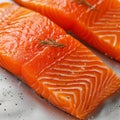 Macro marvel Close up of fresh salmon fillet on a white background