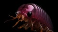 Macro Marvel: Close-Up Portrait of a Pink Maggot on Black