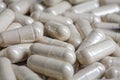 Macro of medical pills, selective focus, shallow Royalty Free Stock Photo