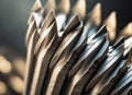Macro of a metal mill drill bit, abstract shape of the blade edges Royalty Free Stock Photo