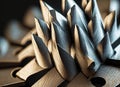 Macro of a metal mill drill bit, abstract shape of the blade edges Royalty Free Stock Photo