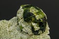 Macro mineral stone Andradite on a black background Royalty Free Stock Photo