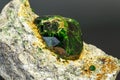 Macro mineral stone Andradite on a black background Royalty Free Stock Photo