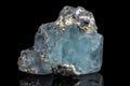 Macro mineral stone Aquamarine on a black background