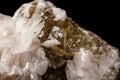 Macro mineral stone Baryta On Fluorite On a black background Royalty Free Stock Photo