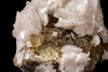 Macro mineral stone Baryta On Fluorite On a black background Royalty Free Stock Photo