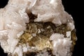 Macro mineral stone Baryta On Fluorite On a black background Royalty Free Stock Photo